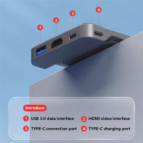 For  2 Screen Projcting Conversion Base for  Dock Foldable Stand with 4K -Compatible /Type C /Usb 3.0 1