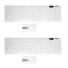 2X Wireless Slim White Keyboard + Wireless Optical Mouse Set for PC and Laptop