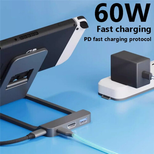 For  2 Screen Projcting Conversion Base for  Dock Foldable Stand with 4K -Compatible /Type C /Usb 3.0 2