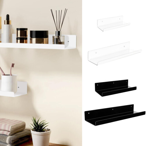 4Pcs Multipurpose Bookcase Hanging Shelves for Kitchen-Black 1