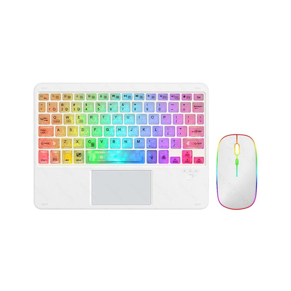 Transparent Colorful Luminous Bluetooth Keyboard 10-Inch Backlit Bluetooth Keyboard Suitable For Tablet Laptops White 4712286907060