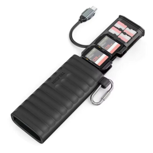TELESIN Memory Card Reader Storage Box 312MB/S High-Speed TF/ Card Reader Carrying Case Holder Type-C Interface 1