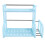 (As show, One size) 2?layer Kitchen Storage Rack Shelf Organizer with Hooks Chopping Board Holder (Blue) 1