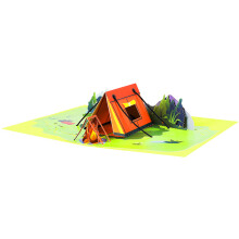 Unique 3D Popup Adventure Tent Card with Envelope Handmade Party
