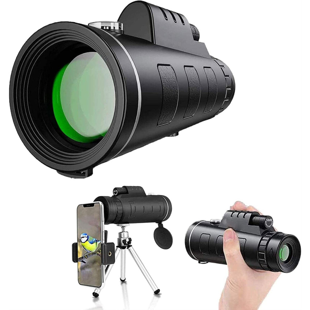Hd Bak4 Prism Monocular Monocular Scope With Phone Holder Clip, Tripod For Outdoor Use 9365049387439