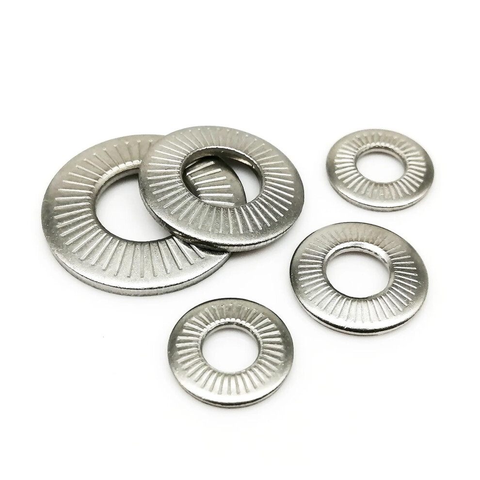 2/5/10/25/50Pcs M3 M4 M5 M6 M8 M10 M12 M16 304 Stainless Steel Disc Spring Serrated Lock Washer Knurled Elastic Gasket(2Pcs M16) 9365049386395