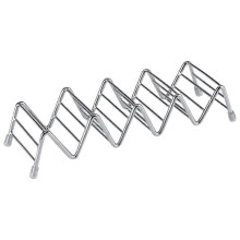 (As show, One size) Wave Shape Stainless Steel Mexican Taco Holder Display Stand Shell Rack 4-5 Slot