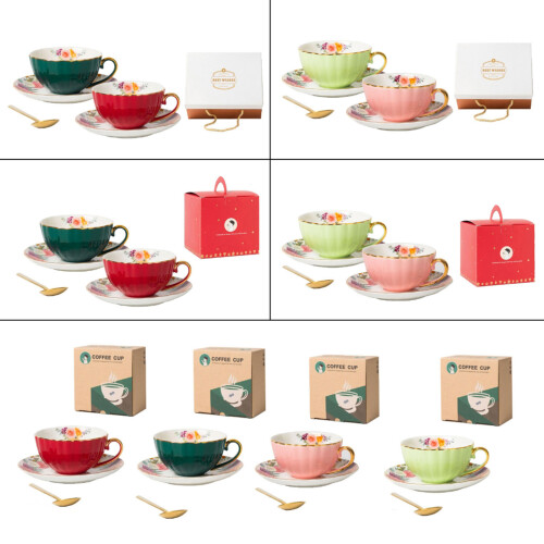 Unique Ceramic Coffee Cups with Saucers-green leather box 8 1