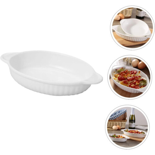 Baking Rack White Ceramic Basket Tarts Baker Casserole Bowl 2