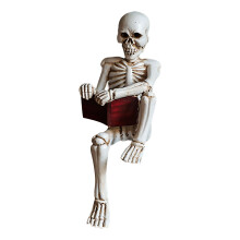 Reading Skeleton Figurine, Resin Book Lover Statue, Home-4