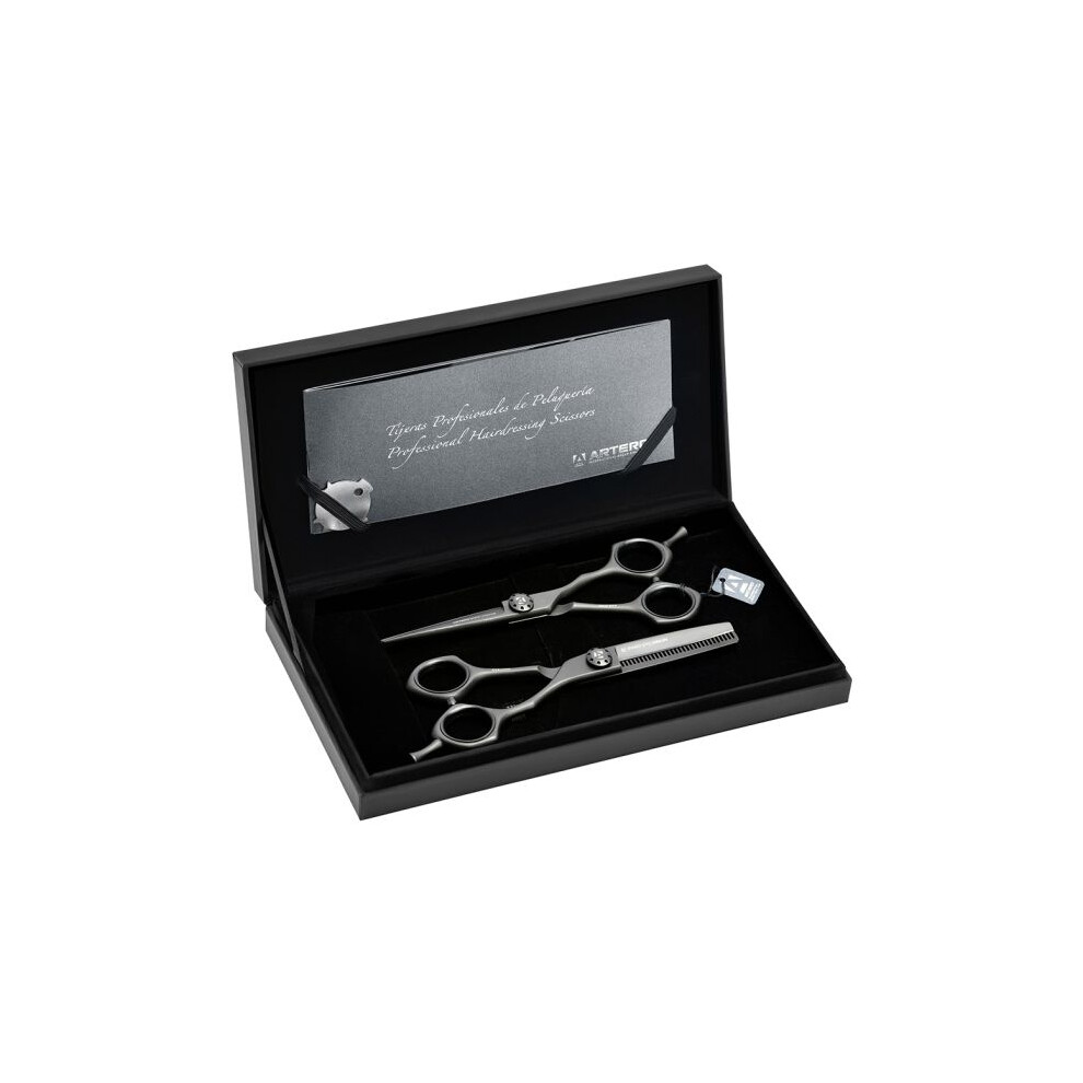 Artero Black Set Set Scissors + Barber's Tongs Intense 5,5'