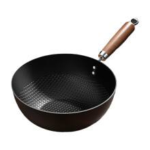 Iron Work Cookware Chinese Wok Fry Pan for Cooking, Stir Frying, Boiling for Induction Electric Gas, 24cm
