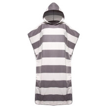 Surf Towel Poncho Sleeveless Hooded Cape Striped Beach Changing Robe for Swimming Surfing (Grey) 110x80cm Gray Ref: 8326