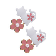 2 Paar Blumen-Katzen-Taillenschnallen,-Weiß