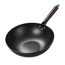 12.5' Traditional Iron Wok Carbon Steel Wok Pan Non-Stick Kitchen Cookwar Woks and Stir Fry Pans with lid for All Stoves(Wok only)