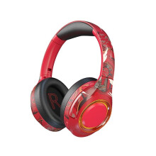 A2 Head-Mounted Luminous Cool Bluetooth Headset Wireless with mic e-Sports Gaming Lights Computer Headset 5.1 Multiple Playback Modes (Red)