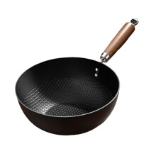 Iron Wok Pan Chinese Wok Non Stick Non Coated Cooking Pan Multipurpose Cookware Stir Fry Pan for Boiling Cooking Stir Frying, 28cm
