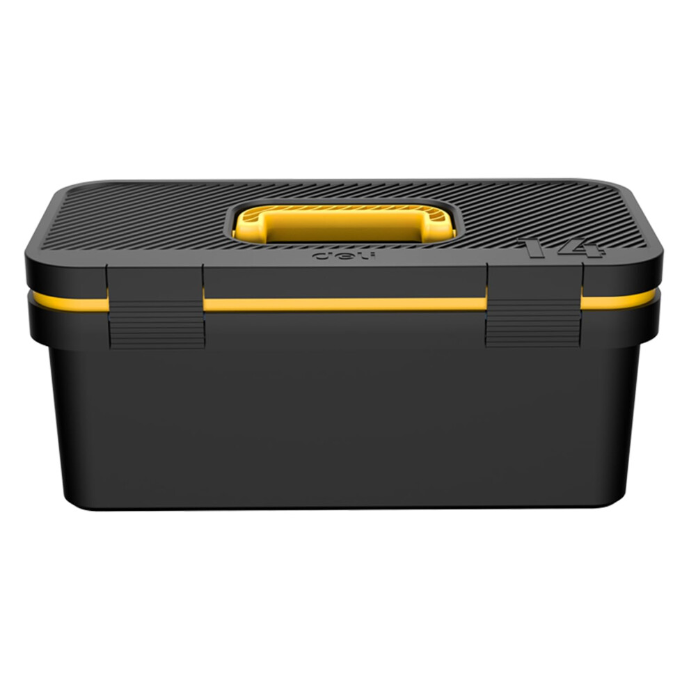 14 In Plastic Storage Tool Box With Removable Tray,Small Toolbox Organizer Black/Yellow 9365049391788