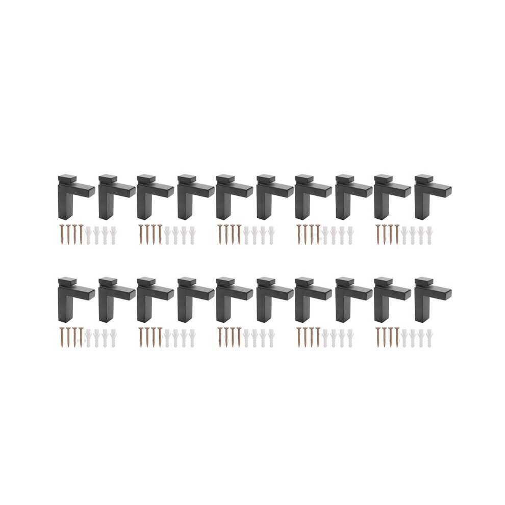 20 Pcs Adjustable Wood/Glass Shelf Bracket Wall Mount Heavy Duty Floating Brackets For 3-28Mm Thick Shelves, Black 4712256143269