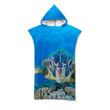Beach Poncho Hood, Adult Men's and Women's Beach Towels Bath Poncho Microfibre Swimming Surfing Beach Sports Towels Bathrobe Bath Towel 110 Style 3