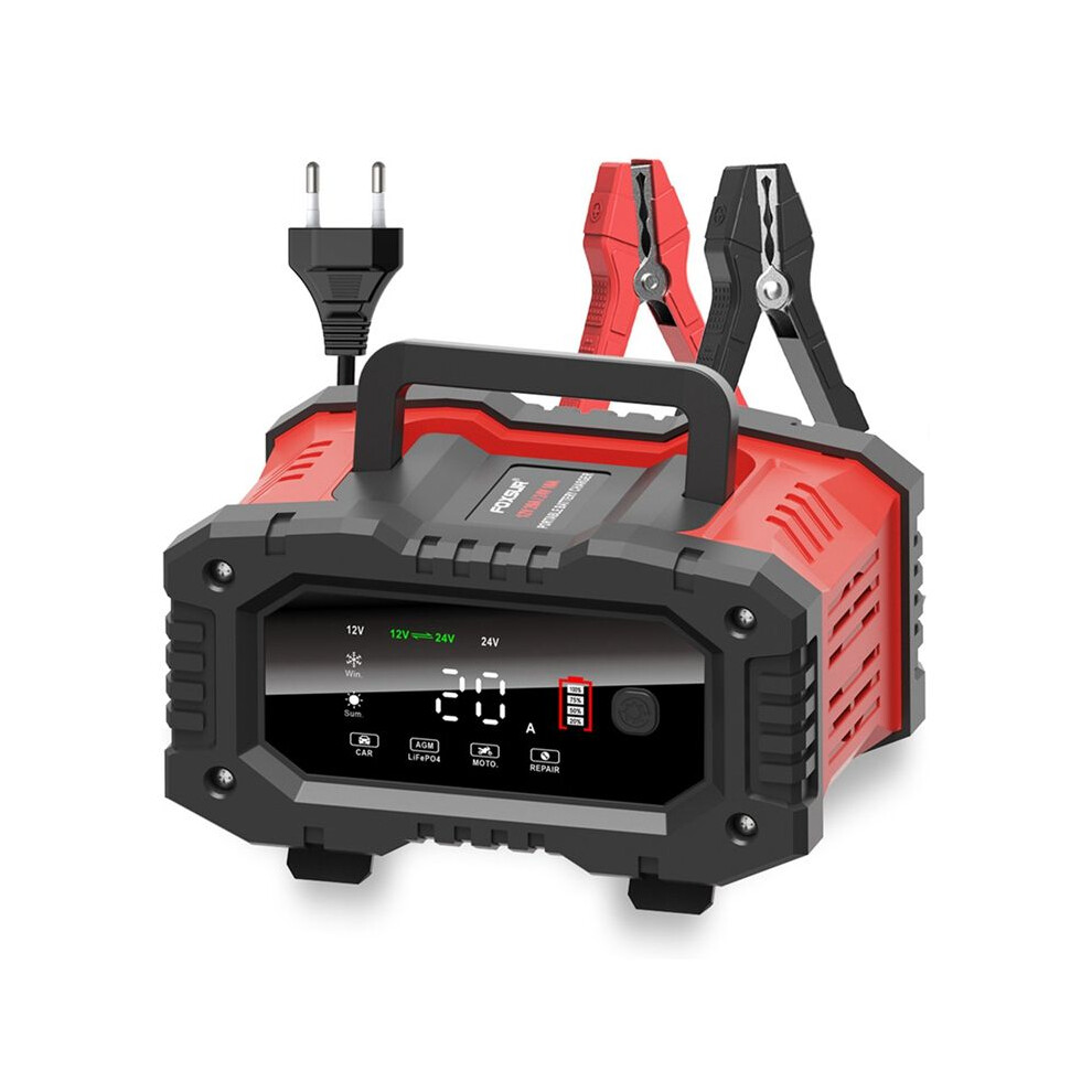 Foxsur Car Battery Charger, 12V/20A And 24V/10A Automatic Smart Trickle Charger Maintainer, 300W Fast Charging Eu Plug 6134218518928