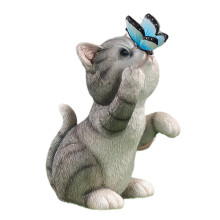 Butterfly Cats Solar Lamp Indoor Outdoor-little gray cat