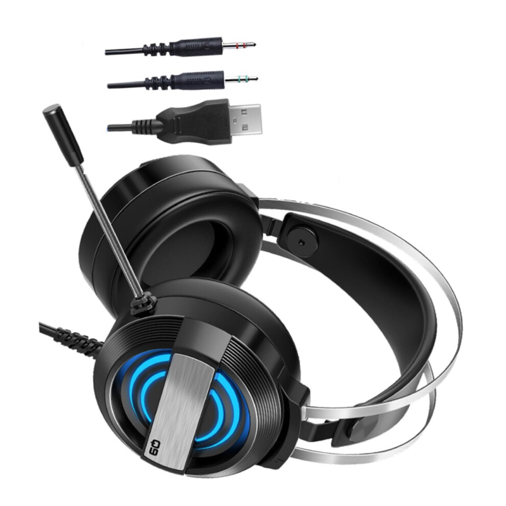 Computer Headset With Microphone Stereo Gaming Headset Wired Headphones Noise Reduction Light 9365049392167