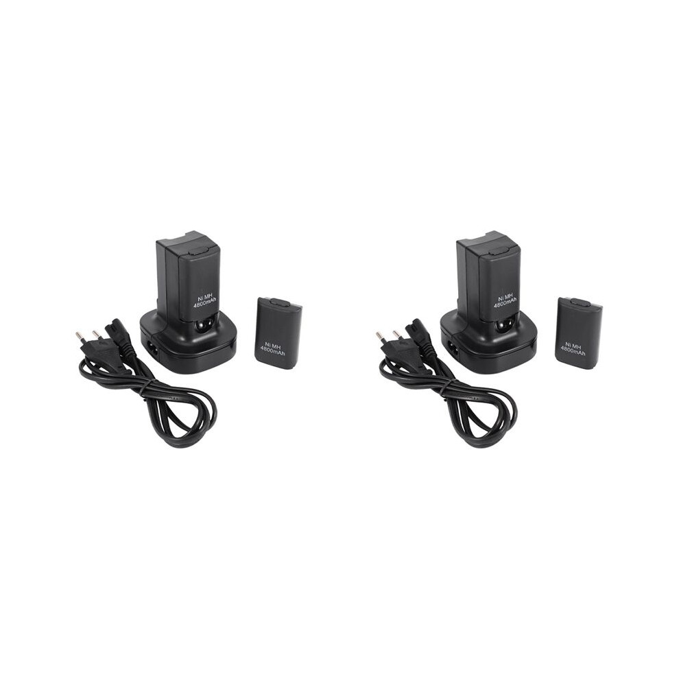 2X Dual Charger Dock Station With 4Pcs 4800Mah Rechargeable Battery Led Charging For Xbox 360 Controller Eu Plug Light 4713600806250