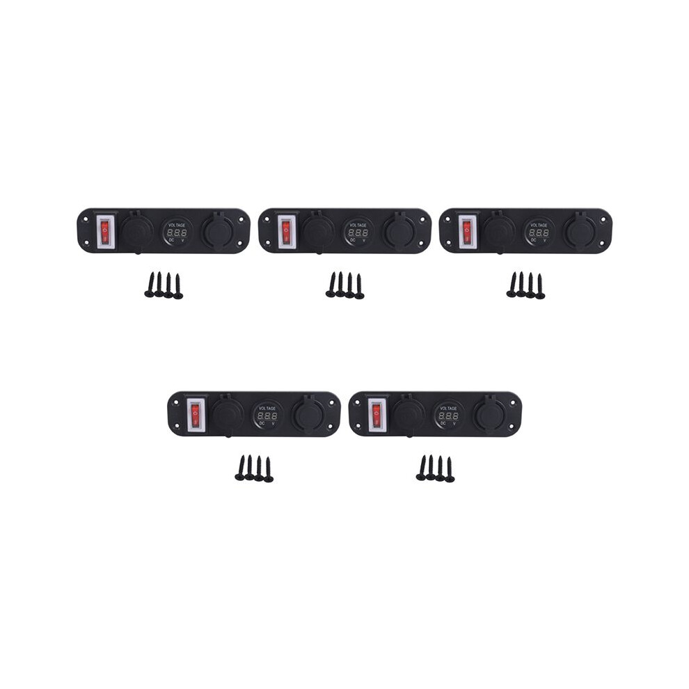 5X 4 In 1 Dual Qc3.0 Power Charger C-Igarette Lighter Socket Digital Voltmeter With Rocker Switch 4713153548812