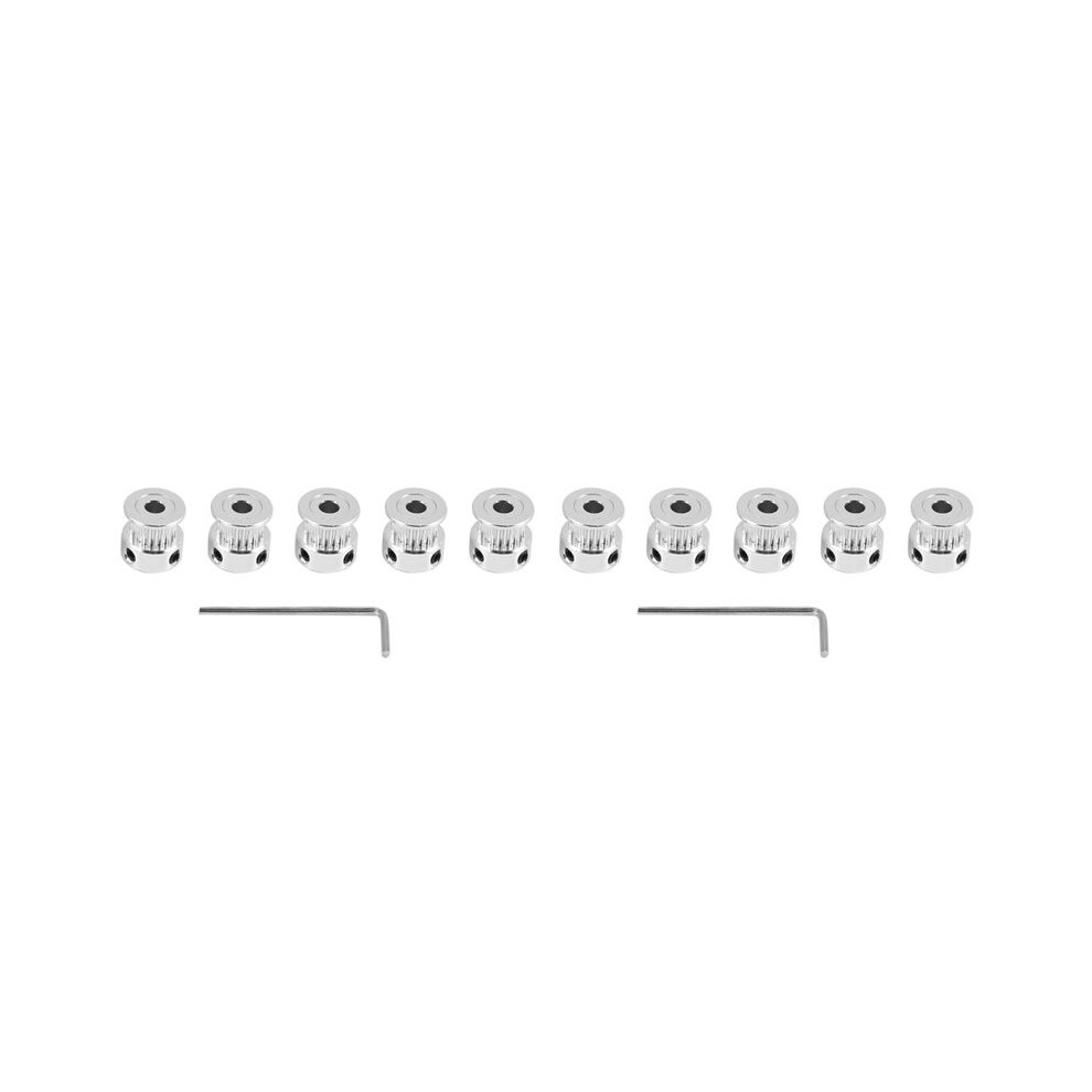 10Pcs Aluminum Gt2 Timing Belt Pulley 20 Teeth Bore 5Mm Width 6Mm And Wrench For Reprap 3D Printer Prusa I3 4713889854584