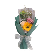 Artificial Sunflowers Bouquets Soap Petals Flower-dark green