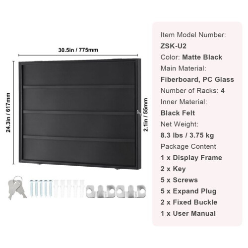 Vitrine para cartões de esporte - DUOKU - ZSK-U2 - 36 polegadas - Proteção UV 98% - Quadro preto fosco 1