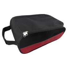 Shoe bag for the gym Waterresistant strap handle, breathable mesh ventilation for golfers Red