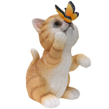 Garden Ornament Cats Solar Light Statue for-little orange cat
