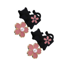 2 Pairs Flower Cats Button Pins Jeans Waist Tightener-Black