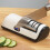 Electric Knife Sharpener, Automatic Kitchen Blade Sharpening Tool, Rechargeable, White and Yellow 3