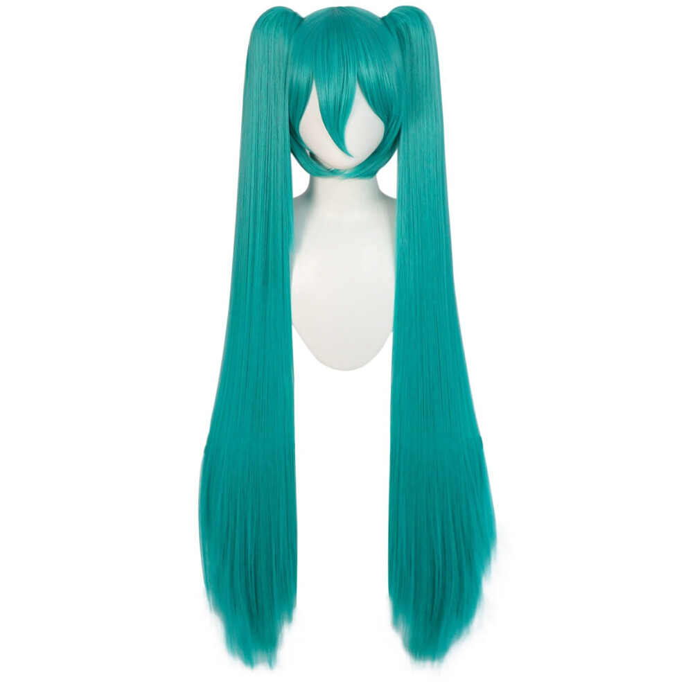 Unisex Green Long Double Clip Ponytails Hatsune Miku Cosplay Wig Costume For Women (Green)