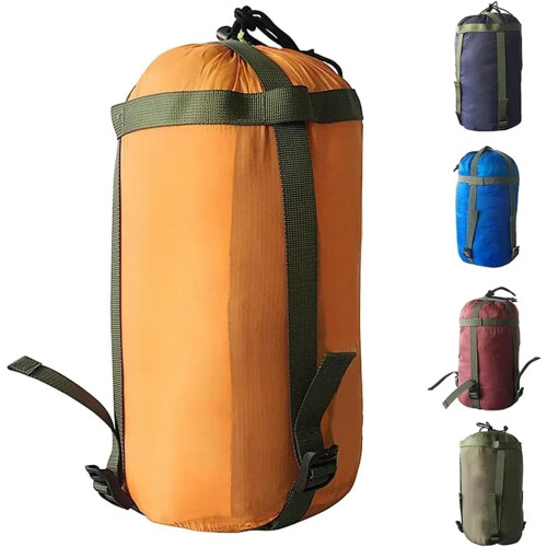 Compression Stuff Sack Outdoor Camping Sleeping Bag Storage Bag 38x18cm Drawstring Design Nylon Pack EDC Equipment 1