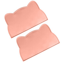 2pcs Pet Placemat Cats Dogs Feeding Mat with-pink cat head