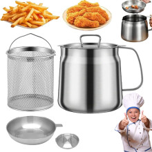 Rose and Teddy Stainless Steel Fryer with Basket,304 Stainless Steel Fryer and Oil Filter