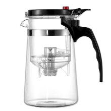 650ml EasytoFilter Glass Teapot Tea Brewer with PC Plastic Tea Strainer, OneButton to Filter Tea (650ML)