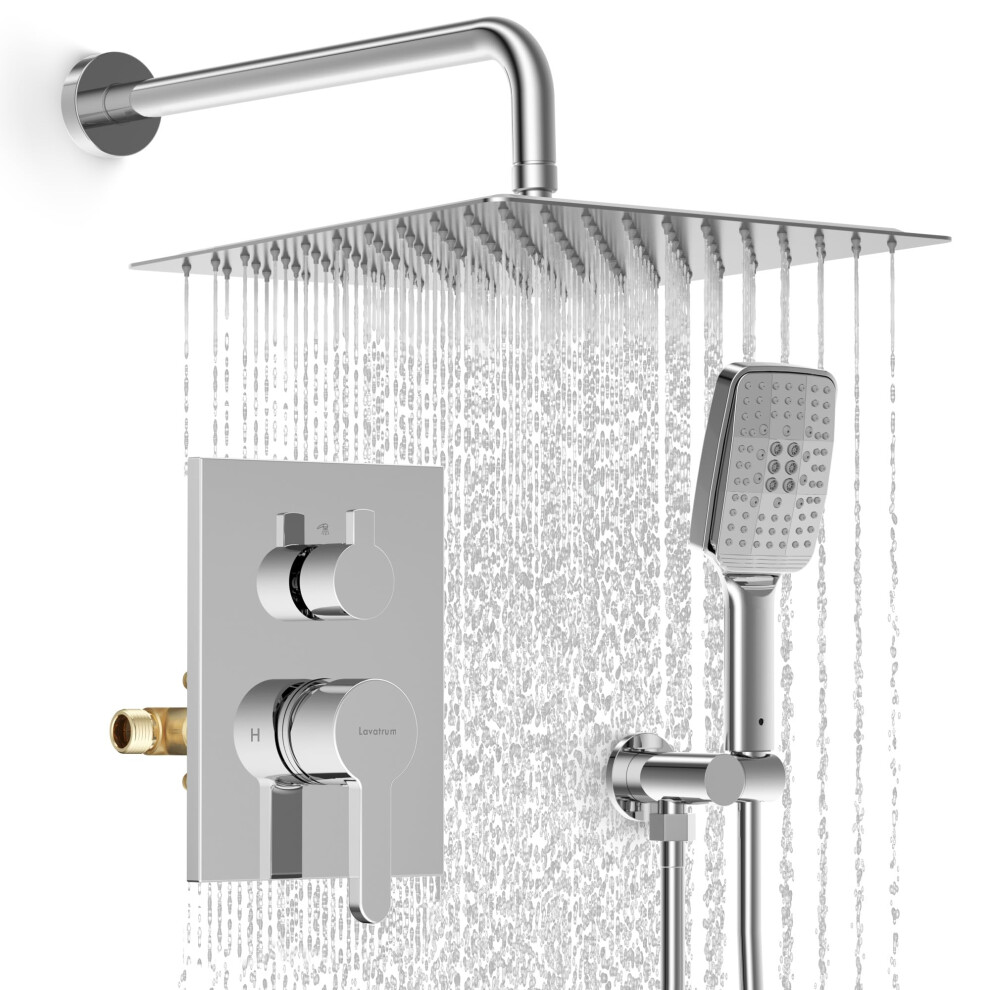 Shower Faucet Set 12 Inches Rain Shower System With 6 Function Handheld Shower Head 9426802949360