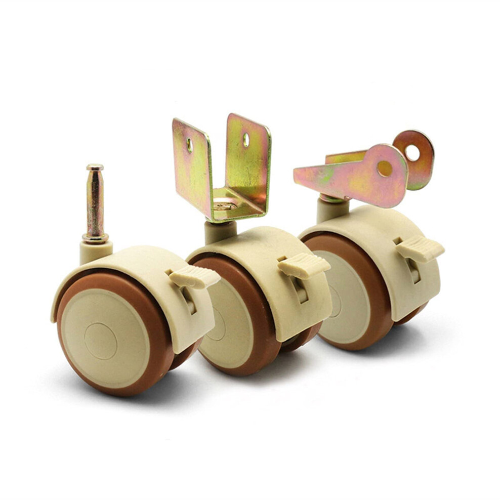 Caster Wheels Set 4Pcs 2'' Furniture Crib Swivel Casters Cabinet Clamp With Brake Wheels 9412369452177