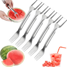 2in1 Stainless Steel Fruit Knife with Watermelon Fork and Slicer, Dual Head Fruit Fork Slicer, Small Tool for Home Kitchen Use (5)