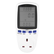 Monitor zużycia energii elektrycznej, miernik mocy (W), cyfrowy wyświetlacz LCD, zabezpieczenie przed przeciążeniem, monitor oszczędzania