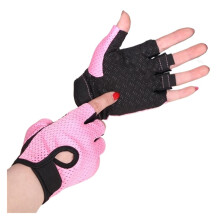 Fitness Gloves Cycling Fingerless Gym Breathable AntiSlip Women Men (Pink, L)