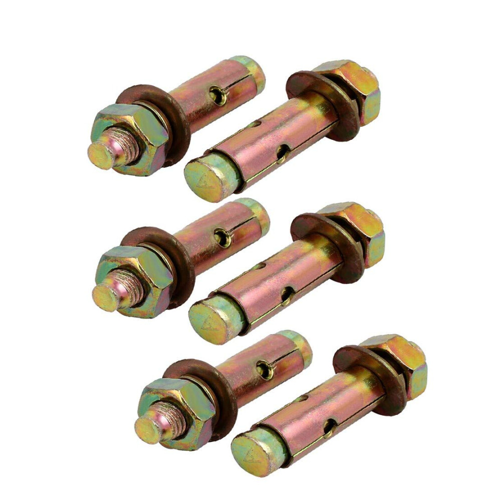 Lon0167 M10x60mm Zinc Featured Plated Sleeve Anchor Reliable Efficacy Expansion Bolt Bronze Tone 6Pcs(Id:b2e 0D Fc Be4) 9412369450548