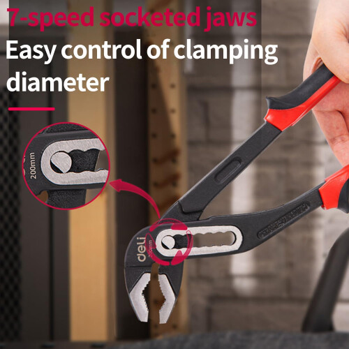 Water Pump Pliers, Adjustable Grips, Red and Black 2