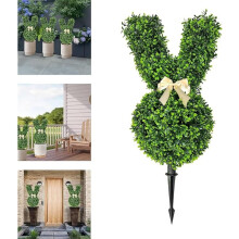 Bunny Topiary Outdoor, Easter Bunny Topiary, Artificial Rabbit Topiary Tree Pot for Home Decor