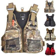 Life jacket for fishing with zipper, double strap, whistle for boating, kayaking, surfing, swimming (Yellow)